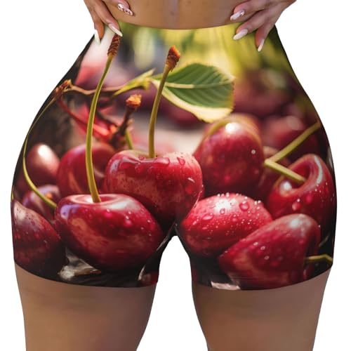 Pears Pattern Sports Shorts, high Elastic Slim Fitness Pants, Suitable for Yoga/Leisure/Daily wear