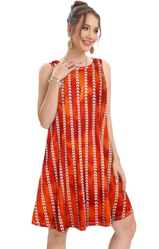 Image of elescat Women's Summer Dresses 2026 Beach Casual Sleeveless Floral Print Tank Loose Sundress with Pocket