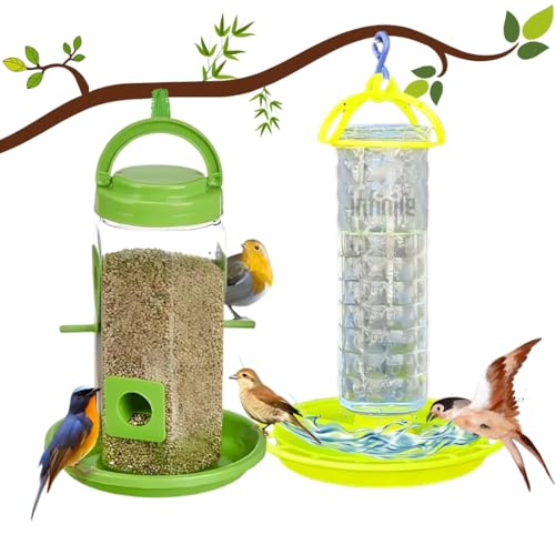 Image of Bird Feeder Water & Food Tray with Nest | Hanging Balcony Bird Feeder for Home Garden | Attracts Sparrows, Parrots, and More - Ideal for Outdoor Use (Food + Water Feeder)