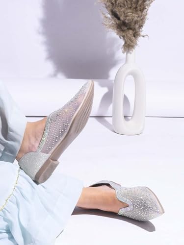 Image of JM LOOKS Stylish Emblellished & Rhinestone Bellies For Women & Girls | Fancy Ballet Flat Sandals |