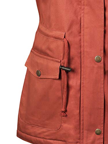 Mixmatchy Women's Military Soft Faux Lined Anorak Utility Hooded Jacket Vest Rust M #TOP3