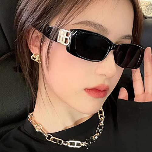 Letter B Sunglasses Women Retro Narrow Rectangle Ladies Sun glasses4