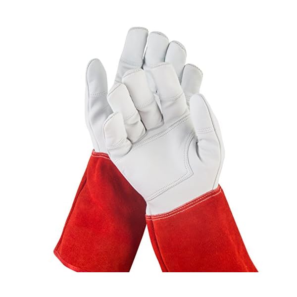NoCry Leder Gartenhandschuhe für Damen und Herren - Dornenfeste Handschuhe mit extra langer Stulpe und verstärkten…