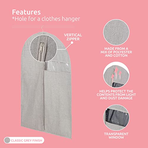Compactor Oxford Suit Bag (M) - Premium Grey Storage Solution, 60X90(H) cm, Polyester + Cotton + Peva, Warm Grey, Short - Image 4