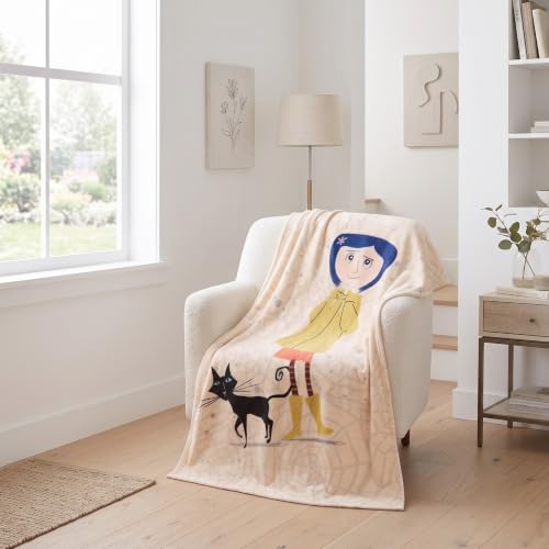 Coraline Button Eyes Bedding Super Soft Cozy Plush Throw 46 in x 60 in (Officially Licensed Product) by Franco