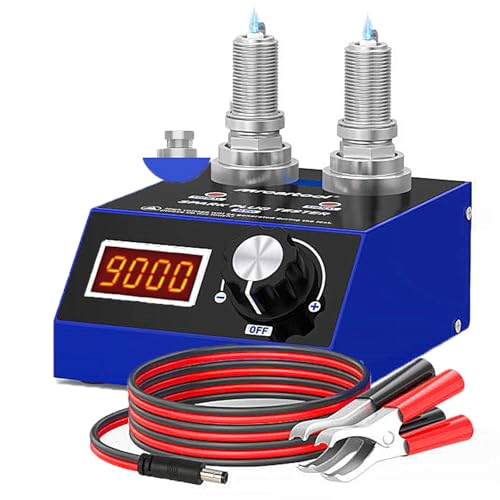 BELEY Spark Plug Tester Automotive Engine Ignition Coil Tester Dual Holes 500-9000rpm Working Frequency with LCD Display,110V/220V Car Spark Plugs Tester Tool for 12V Gasoline Vehicle.