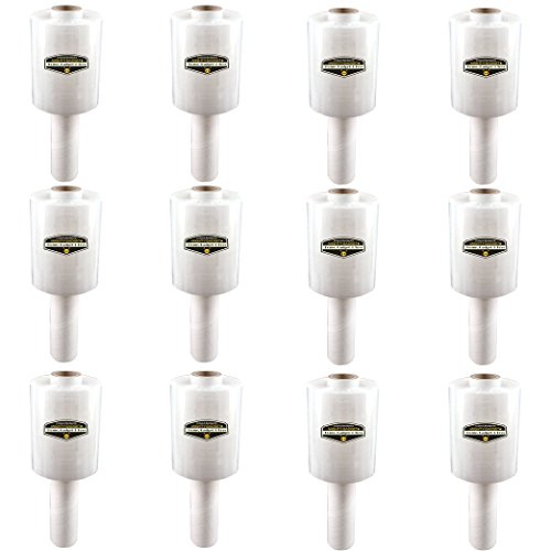 12 Pack of Mighty Gadget (R) Industrial Strength Mini Stretch Wrap Film with Handle for Pallet Wrap, Moving Supplies Stretch Wrap & Shrink Wrap - 80 Gauge, 5” x 1000 ft