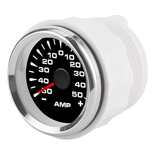 KIMISS Professional Meter LCD Display Stepper Motor AMP Gauge IP67 Universal for Automotive Marine Industrial Applications Stainless Steel Plated Plastic (Black Dial Silver Cover)