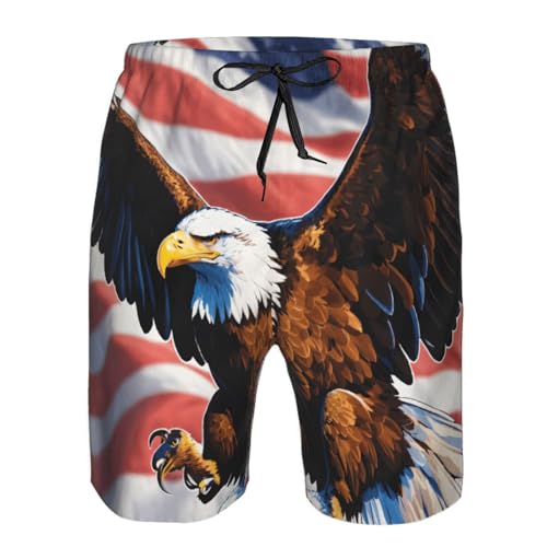 Eagle with USA Flag Print Stylish Men Beach Shorts Lightweight Cozy Swim Trunks Summer Casual Outings Holiday4