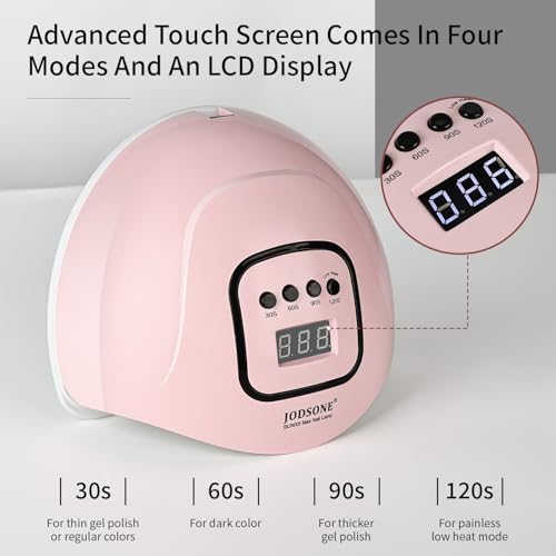 Image of JODSONE Pink U V Nail Lamp for Gel Nail Polish Manicure Light with 4 Timers & Automatic Sensor Nail Dryer Curing LED Light