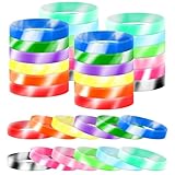 Lesnala 24Pcs Silicone bracelet 12 Styles Mixed color rubber wristbands Tie dye rubber bracelets for Men Women Teen Games Teams Events Party Favors