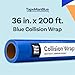 Crash/Collision Wrap, 36 inch x 200 feet, Blue Collision Wrap for Damaged Vehicles & Car Windows, Self Adhesive Broken Window Cover for Cars, Clean Removal Plastic Wreck Film, Made in USA