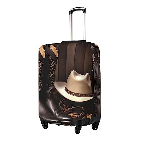 Cowboy Black Hat Western Boots Luggage Cover Washable Stretch Suitcase Protector Anti-Scratch Travel Suitcase Cover Protector Elastic Baggage Cover Fits 18-32 Inch Luggage Sleeve2