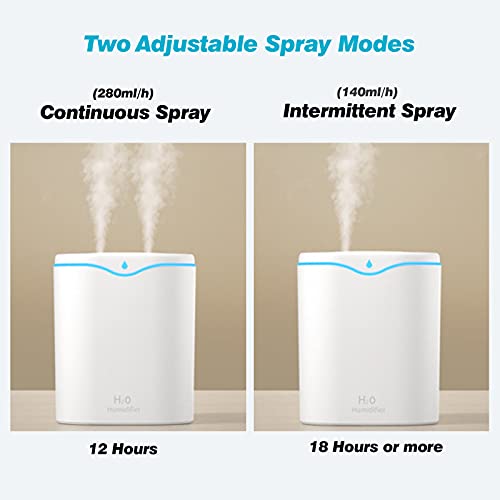 Doubfivsy Humidifiers For Bedroom, 2L Ultrasonic Cool Mist Humidifier, Air Vaporizers For Bedroom, Usb Personal Desktop Humidifier With 7-Color Night Light & 2 Mist Modes Auto Shut Off, For Baby Home #TOP1