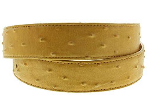 El Presidente Mens Buttercup Ostrich Quill Print Leather Western Cowboy Belt Silver Buckle2