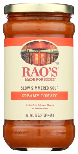 Image of Rao's Made for Home Creamy Tomato Soup, 16oz, Traditional Italian Heat and Serve Soup, Made with Premium Quality Ingredients (Pack of 4)