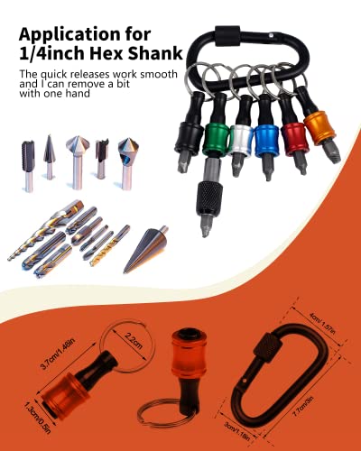 Bits Holder Keychain, Screwdriver Bits Holder, 1/4Inch Hex Shank Keychain Extension, 6 Color Quick Release Extension Bar #TOP5