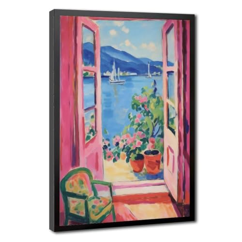 Matisse Open Window , Matisse Inspired Mediterranean Canvas Wall Art