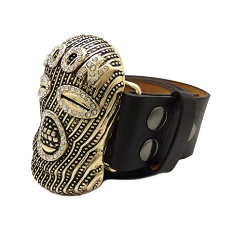 Hip Hop Style Collection Rapper Gold PT Iced Goon Mask Buckle & Leather Belt2