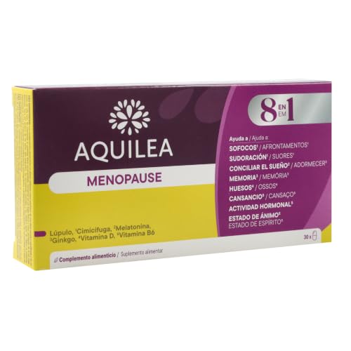 Aquilea Menopausia | 30 cápsulas | Complemento Alimenticio Mujer con Cimicífuga, Ginkgo, Lúpulo, Melatonina y Vitaminas | Apoyo Sofocos, Sueño, Energía y Bienestar Femenino