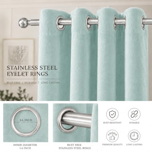 Image of Velvet Curtains | Heavy Soft Premium Velvet Drapes for Bedroom and Living Room | Semi Light Blocking, Thermal Insulated and Noise Reducing Window Panels | 5 Feet, Set of 2 (Blue)