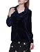 HaoDuoYi Womens Turn-down Collar Long Sleeve Velvet Boyfriend Shirt(XXL,Dark Blue)