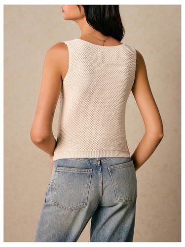 Verdusa Women's V Neck Button Down Sweater Vest Sleeveless Lightweight Tank Top Knitwear2