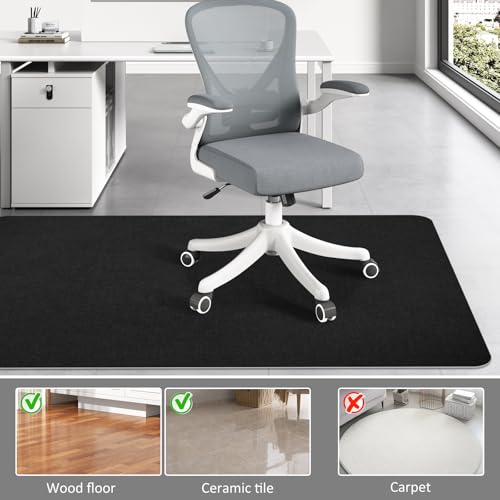 Office Chair Mat for Hardwood Floor & Tile Desk Chair Mat for Rolling Chairs Protect Hardfloor Desk Area Rug for Workstations, Durable Chair Mat for Home and Office Use (Black, 36X48 in) by jWLFPZJ - Image 2