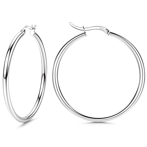 Chriscoco Boucles d'Oreilles Créoles Argent pour Femme Argent Hypoallergénique Sterling 925...