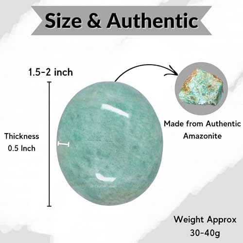 Image of Crystal Heaven Certified Amazonite Palm Pebbles Stones For Anxiety Stress Relief Massage-Aaa Grade Original Healing Gemstone Agate Palm Stone For Yoga Meditation Spiritual Reiki Feng Shui