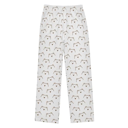 ZZXXB Bear Pattern Boys Long Pants Soft Trousers Elastic Waist Kids Lounge Bottoms with Pockets S-XL