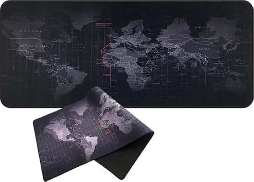 Rheme - Tapis de souris - Tapis de souris de jeu XXL - Sous-main - Grand tapis de souris - 90 x 40 CM - Carte du monde