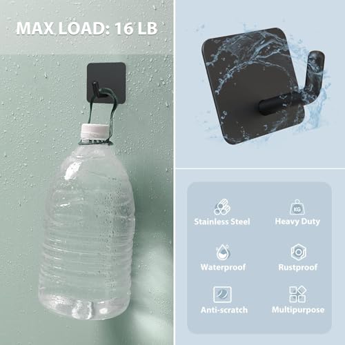 Image of FLYNGO 6 Pcs Self Adhesive Wall Hooks for Hanging Heavy Items, Stainless Steel Hooks for Wall Without Drilling, Hooks for Clothes, Bathroom, Towel, Kitchen (Pack of 6)
