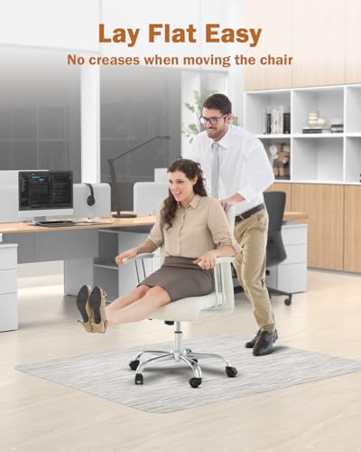 Image of Blvornl Office Chair Mat for Hardwood Floor, 45 inch*53.1 inch Desk Computer Chair Mat for Hard Wood, Large Anti-Slip Hard Floor Protector Rolling Chair Mat, PVC Mat Desk Rug for Office and Home Silver Grey