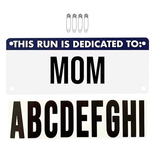 Pen and Paces This Run is Dedicated to Name Bib Kit – Weatherproof, Tear-Resistant Race Bib with Alphabet Decals & Safety Pins – Running Accessory for 5Ks, Marathons, Triathlons, Cycling & Races