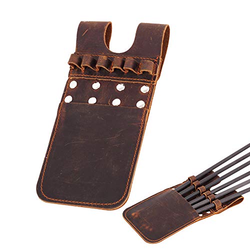 RLD Archery Arrow Quiver Pocket Leather Arrow Holder Portable Hip Quiver for Holding 6 Pieces Arrows Shooting Hunting