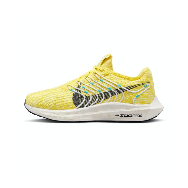 NIKE Pegasus Turbo Flyknit Next Nature Baskets de course pour femme, Jaune, blanc, bleu baltique, noir, 40.5 EU