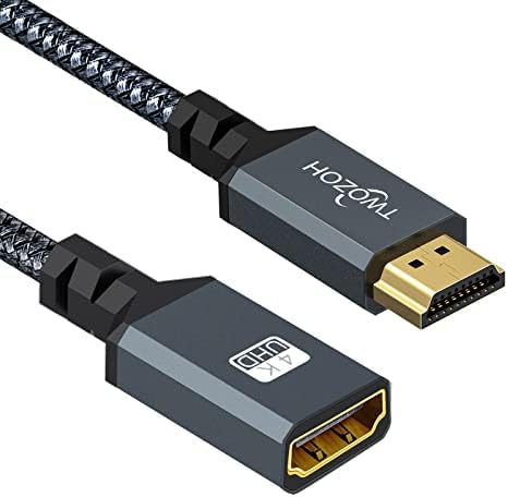 Twozoh HDMI Extension Cable 1FT, Male to Female Cord, HDMI 2.0 Cable Adapter Support 4K@60Hz 3D HDR