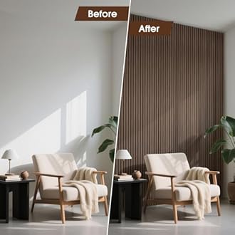 Wood Slat Wall Panels 4 Pack 94.5" x 7.9", Acoustic Wooden Panel for Wall, Soundproof 3D Fluted Panels for Interior Wall Decor, Living Room, Bedroom - Walnut (Cover Approx.21 sq.ft)