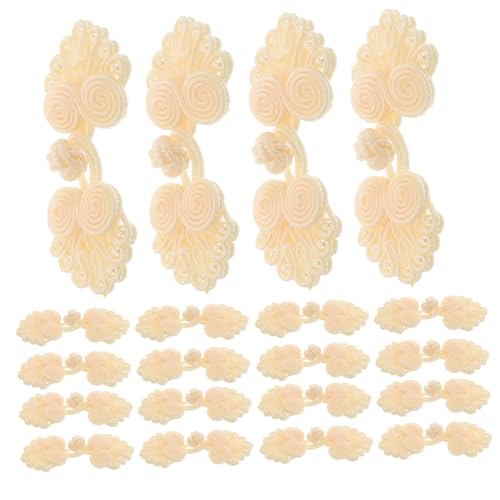 Tofficu 20 Pares Botones Chinos Nudo Tradicional con Cuentas Delicadas Cierres Rana Decorativos para Coser Cheongsam y Ropa DIY Abrigos Suéteres Accesorios