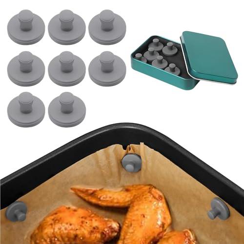 Image of Air Fryer Magnets for Parchment Paper,Lock Disposable Paper Liner Safely,Prevents Burning & Food Covering,Heat-Resistant Air Fryer Liner Magnets,Easy Install with Handles (8pcs)