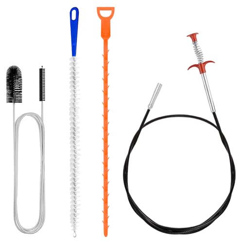 Redamancy 4 Pezzi Stura Lavandini e Scarichi, Sonda Sturatubi, Stura Lavandino Professionale, Molla Sturatubi Spirali per la Pulizia dei Tubi in Spazi Rristretti, Vasca Strumento per Cucine Bagno Serv