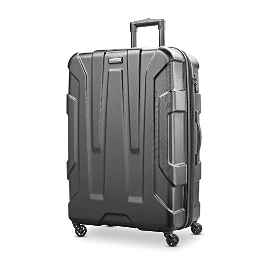 Samsonite Centric Hardside Expandable Luggage with Spinner Wheels, Black, Checked-Large 28-Inch