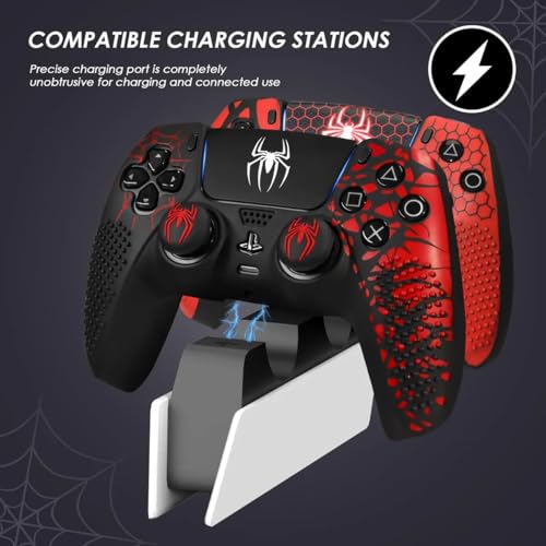 Image of Meyaar Anti-Slip For PS5 Controller Skin, PS5 Controller Accessories, Non-Slip Silicone For PS5 Controller Cover Case with Thumb Grip Gaps, Touch Pad Sticker and Cover Wrap (Pack of 2 (Grid+Textured))