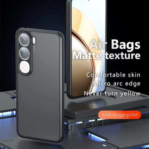 Image of Matte PC+TPU Phone Case for Vivo Y300 5G Air Bag Protection, Anti-Fingerprint, Micro Arc Edge, Never Turns Yellow, Skin-Friendly Feel, Camera Protection, Black
