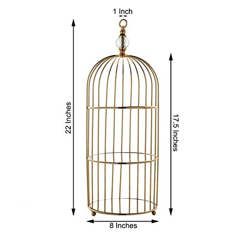 22-Inch Gold 3 Tier Metal Mirror Glass Hanging Bird Cage Dessert Cupcake Stand Wedding Reception Party Table Decorations