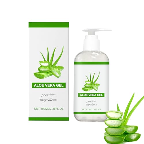 Gel de aloe vera 100% puro – 100 ml de Aloe Vera Gel Bio para la cara, crema hidratante natural, calmante y nutritiva después del sol, cuidado hidratante diario (1)