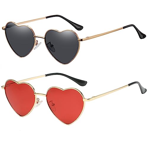 Image of Onrtry Heart Shaped Polarized Sunglasses for Women Vintage Lovely Metal Frame Sun Glasses