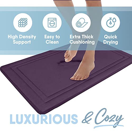 Microdry Quick Drying Memory Foam Framed Bath Mat With Griptex Skid-Resistant Base, 21X34, Iris #TOP3