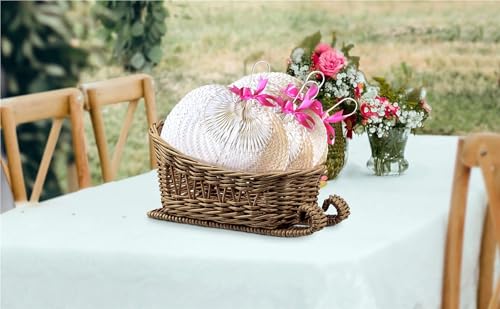 Éventail tissé main Raphia naturel Pack de 2 Accessoire déco bohème été